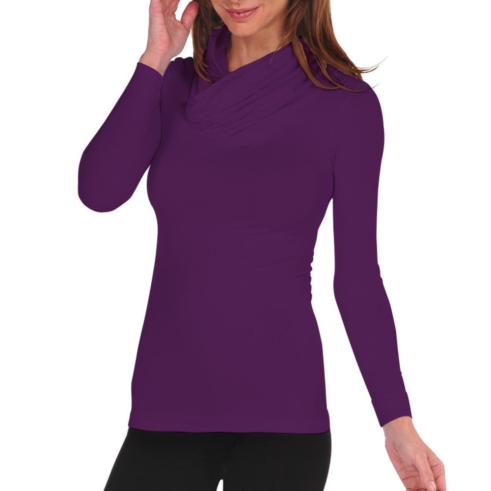 Tees By Tina Long Sleeve Seamless Cowl Neck Top O/S